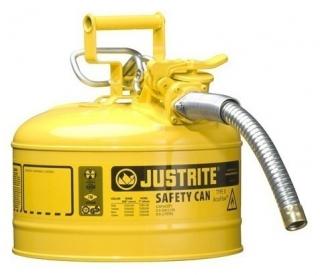 Justrite Type 2 AccuFlow Steel Safety Can 1 Inch Hose - 2.5 Gal