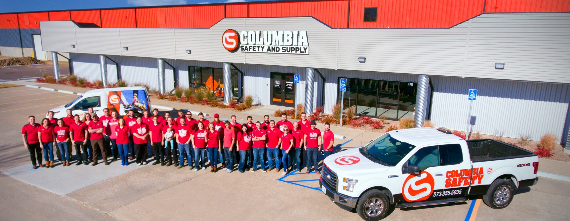 A picture of the Columbia Safety and Supply team at our corporate headquarters in Columbia, MO
