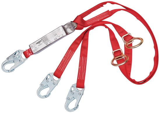Protecta 1342200 Pro Pack Tie-Back Shock Absorbing Twin Leg Lanyard with D-Rings from Columbia Safety