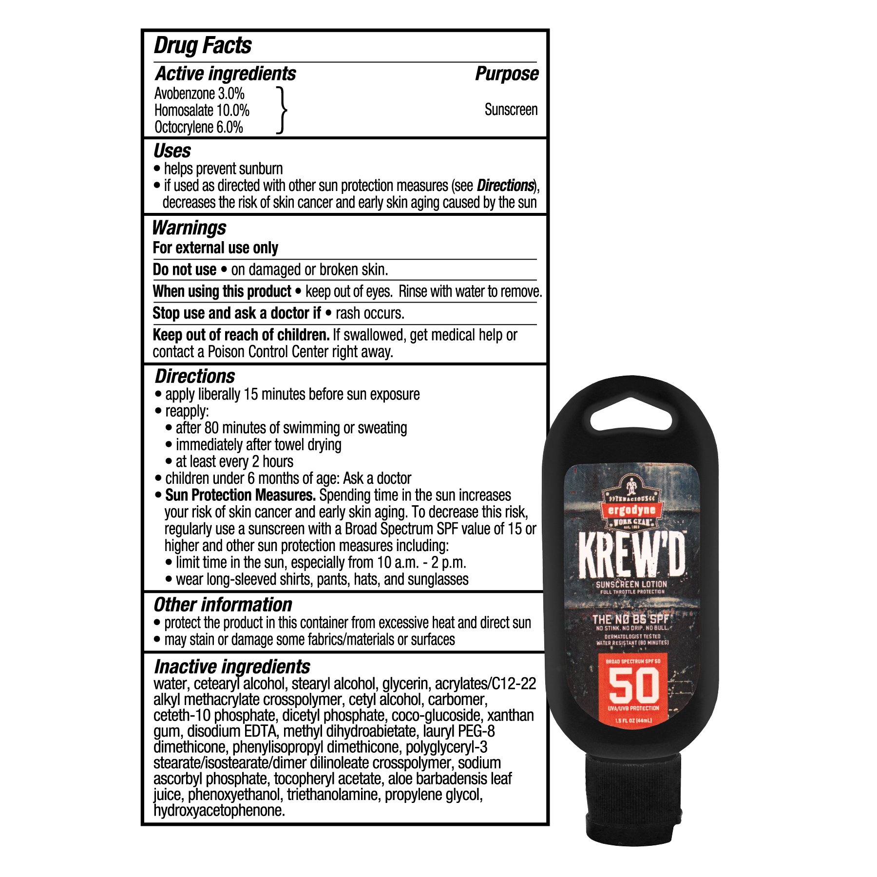 Ergodyne KREW'D 1.5oz SPF 50 Sunscreen Lotion from Columbia Safety