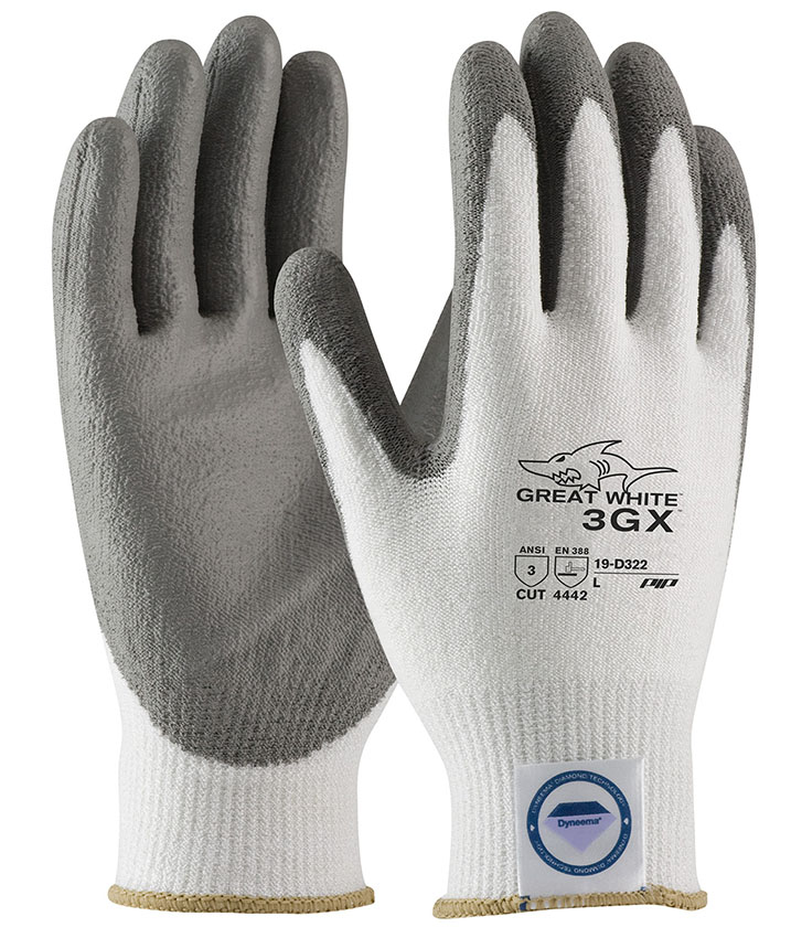 Great White 19-D322 Polyurethane Grip Gloves with Dyneema - Single Pair from Columbia Safety