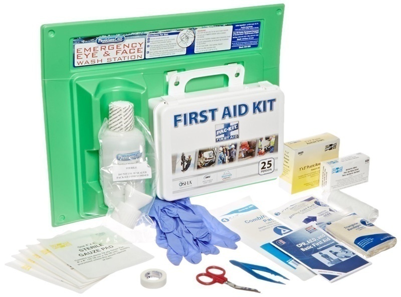 Pac-Kit First Aid Kit & Eye Wash Station - Single 16 oz.