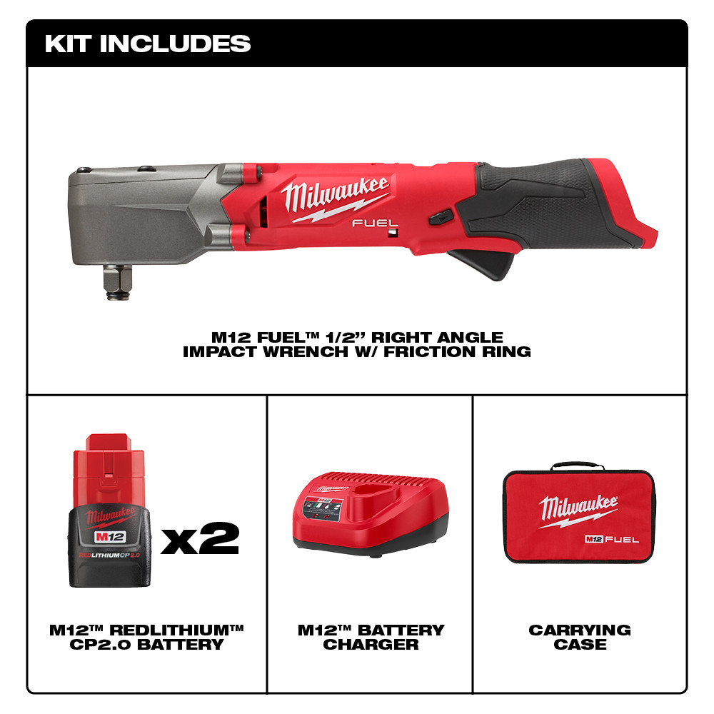 Milwaukee M12 1/2 Inch Right Angle Impact Wrench with Friction Ring Kit from Columbia Safety