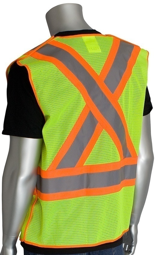 PIP ANSI Type R Class 2 Hi-Vis Lime Two-Tone X-Back Breakaway Mesh Vest from Columbia Safety