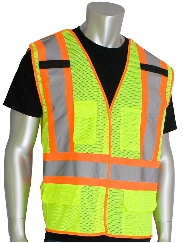 PIP ANSI Type R Class 2 Hi-Vis Lime Two-Tone X-Back Breakaway Mesh Vest from Columbia Safety