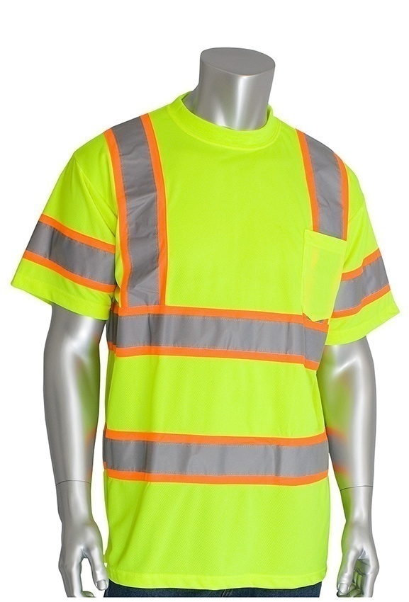PIP 313-CNTSP ANSI Type R Class 3 Lime Two Tone T-Shirtrt from Columbia Safety