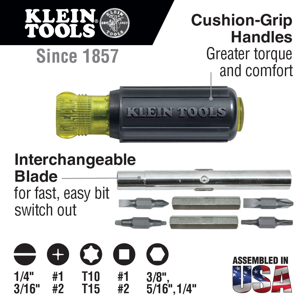 Klein Tools 11-in-1 Screwdriver/Nut Driver from Columbia Safety