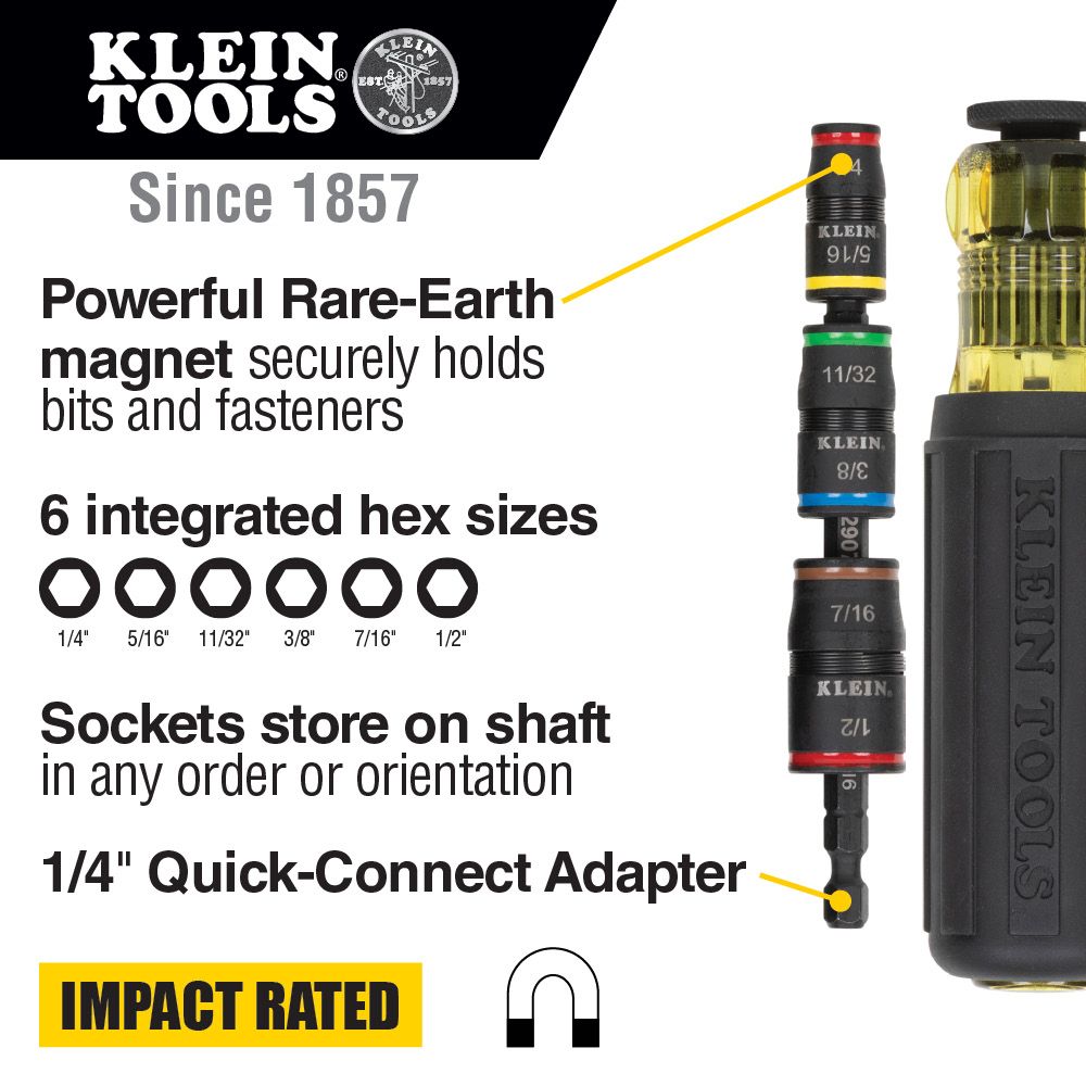 Klein Tools 32900 7-in-1 Impact Flip Socket with Handle from Columbia Safety