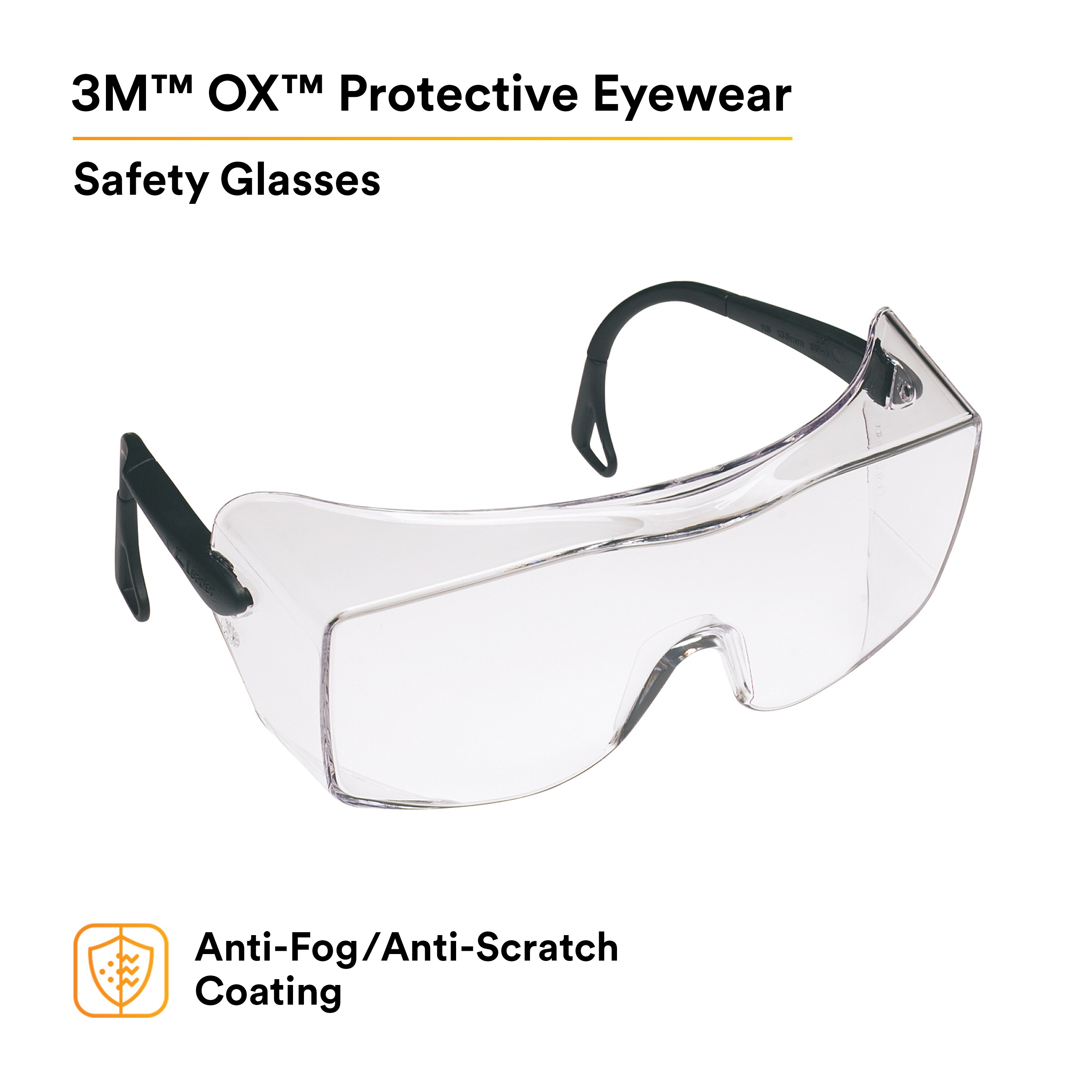 3M OX Protective 2000 Clear Anti-Fog Lens with Black Secure Grip Temple (20 per Case) from Columbia Safety