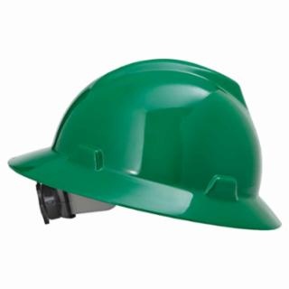 MSA V-Gard Protective Full Brim Hard Hat w/Fas-Trac Ratchet Suspension-Green from Columbia Safety