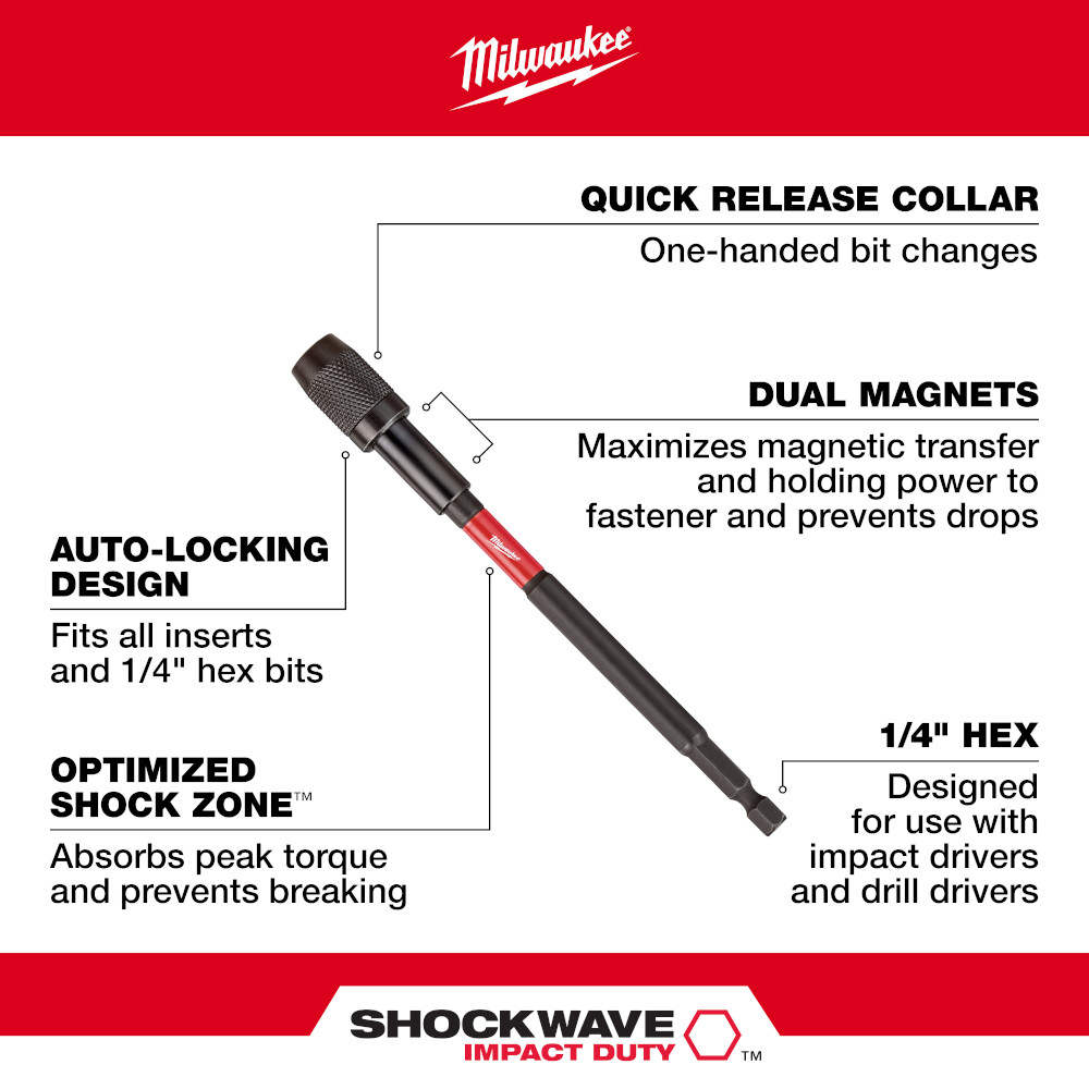 Milwaukee SHOCKWAVE Impact Locking Bit Holder from Columbia Safety