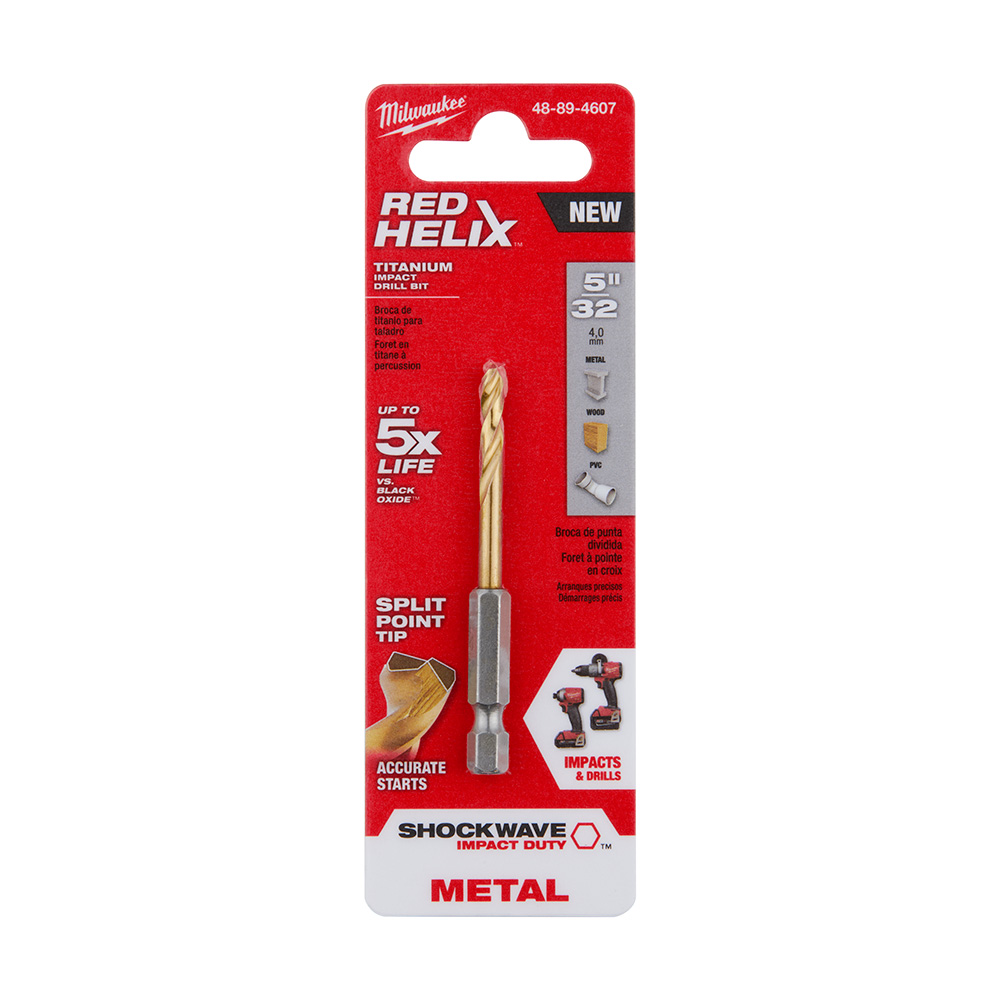 Milwaukee 5/32 inch SHOCKWAVE RED HELIX Hex Drill Bit from Columbia Safety