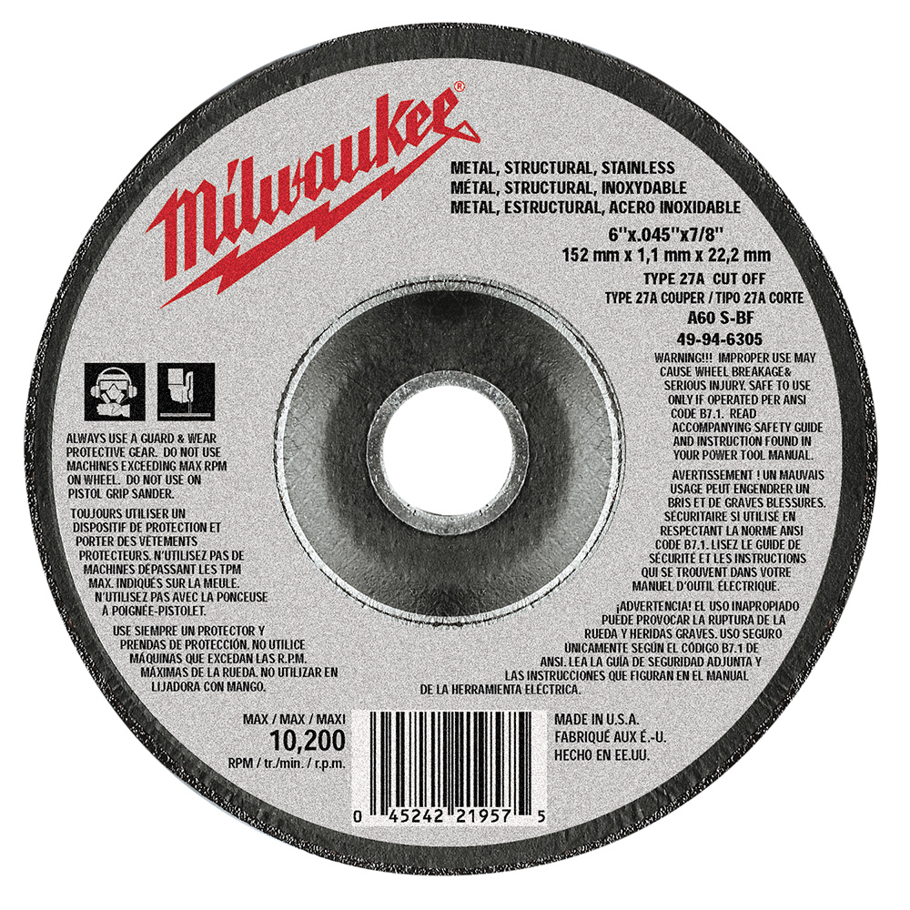 Milwaukee Type 27 Cut-Off Wheels from Columbia Safety