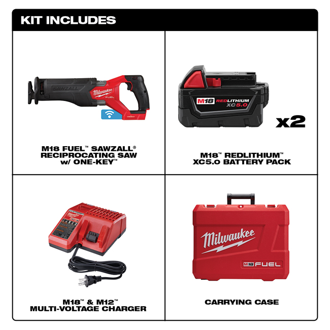 Milwaukee M18 FUEL SAWZALL Recip Saw with One-Key with Optional Kit from Columbia Safety