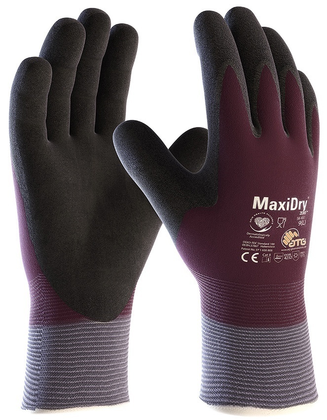 MaxiDry Zero Nylon / Lycra Glove with Full Hand Double-Dipped Nitrile Coated Micro Grip (Single Pair) from Columbia Safety
