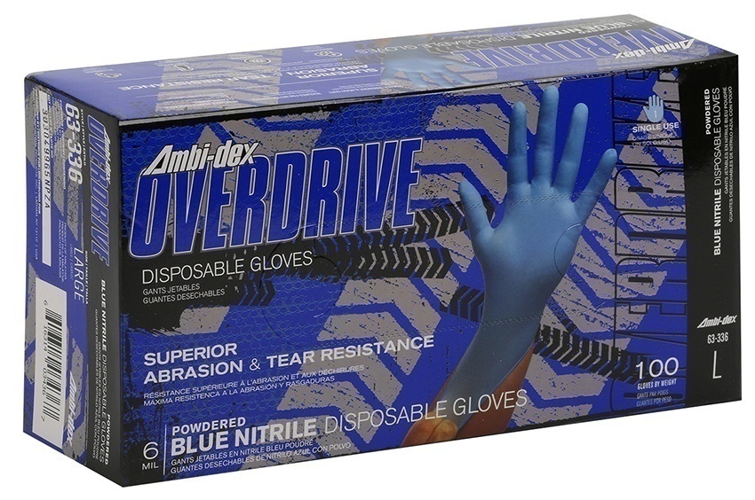 Ambi-dex Overdrive 6 Mil Powdered Nitrile Glove with Textured Grip (Box of 100) (General) from Columbia Safety