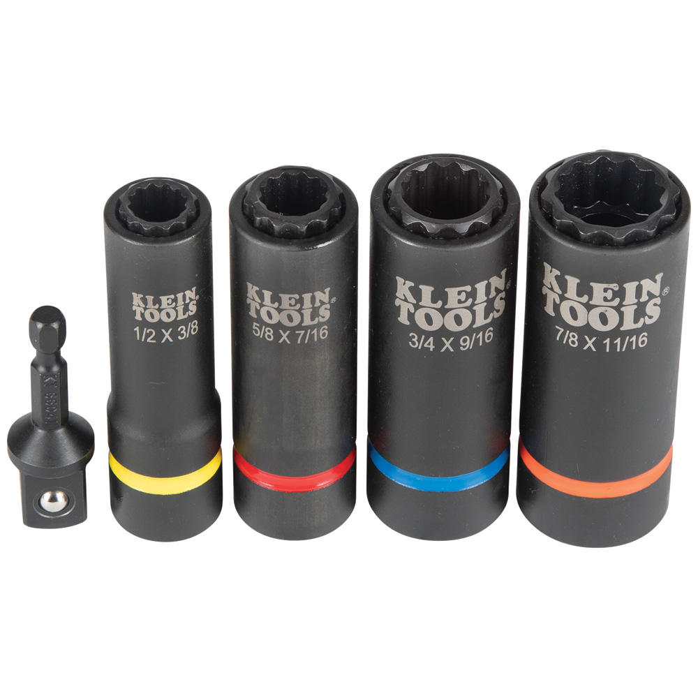 Klein Tools 2-in-1 12-Point Impact Socket Set (5 Pieces) from Columbia Safety
