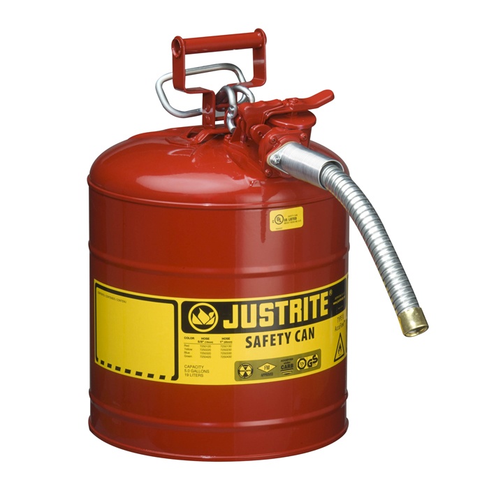 Justrite Type 2 Flammables AccuFlow Steel Safety Can - 5 Gallon Red - 7250130 from Columbia Safety