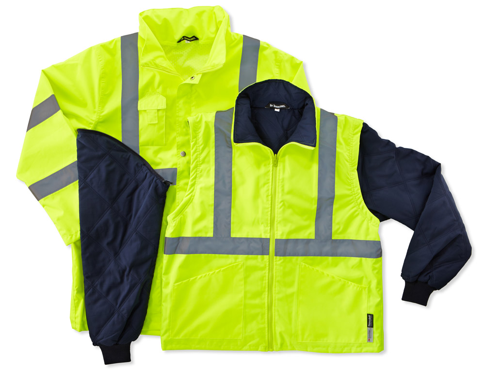 Ergodyne 8385 Lime Class III 4-in-1 Jacket from Columbia Safety