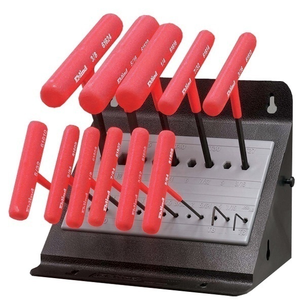 Wright Tool 9E60614 13 Piece Fractional Vinyl Grip T-Handle Set in Metal Stand from Columbia Safety