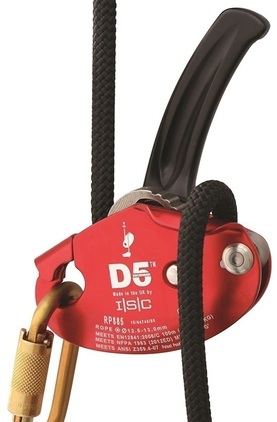 The ISC D5 Work Rescue Descender has been designed for use on 1/2 inch rope. from Columbia Safety