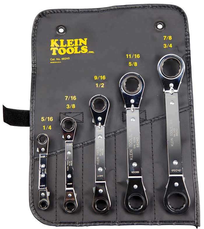 Klein Tools Reversible Ratcheting Offset Box Wrench 5 Piece Set with Pouch from Columbia Safety