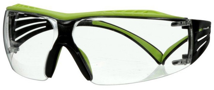 3M SecureFit 400 Series SF401XAF Safety Glasses with Green/Black Temples & Clear Anti-Fog/Anti-Scratch Lens from Columbia Safety
