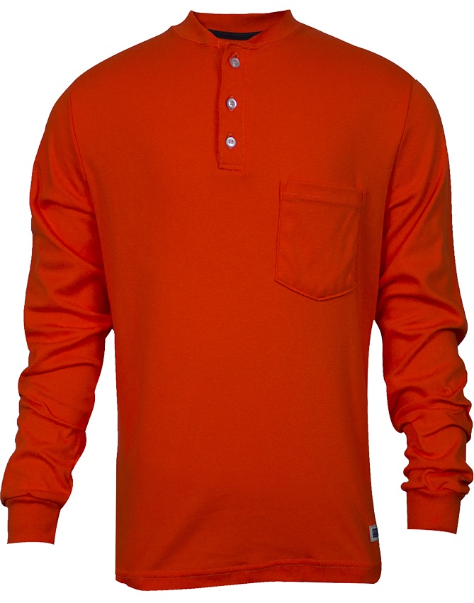 National Safety Apparel FR Classic Cotton Orange Henley Shirt from Columbia Safety