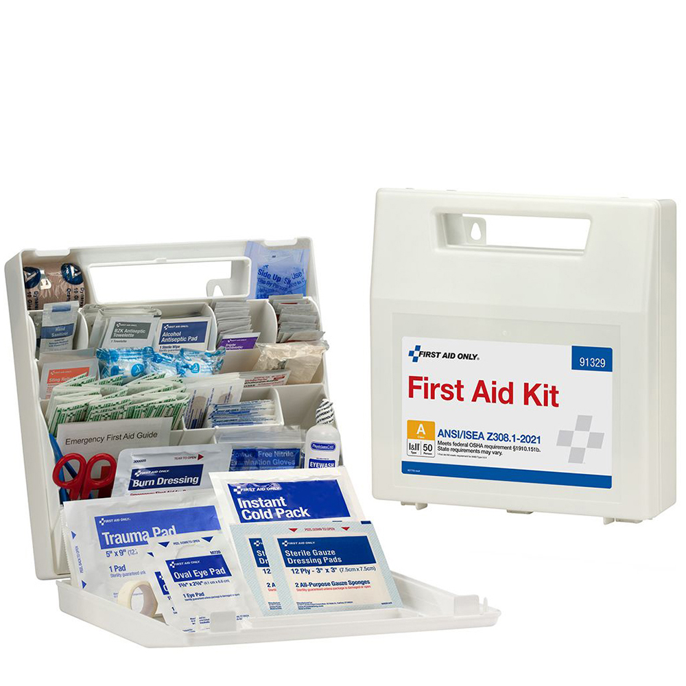 First Aid Only ANSI A 50 Person Plastic ANSI 2021 Compliant First Aid Kit With Dividers from Columbia Safety