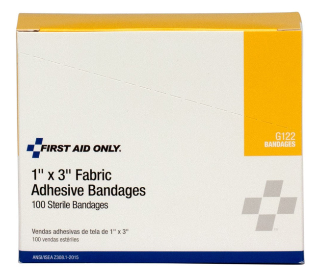 First Aid Only 1 Inch by 3 Inch Fabric Bandages, 100 Per Box from Columbia Safety