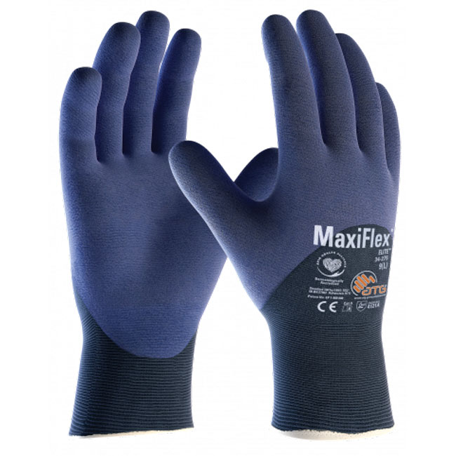 PIP MaxiFlex Elite Ultra Lightweight Nylon Glove with Nitrile Coated MicroFoam Grip Palm, Fingers, & Knuckles (Single Pair) from Columbia Safety