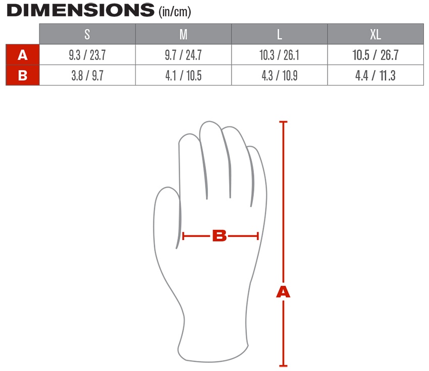 PIP G-Tek GP Gloves (12 Pair) - Sizing Chart from Columbia Safety