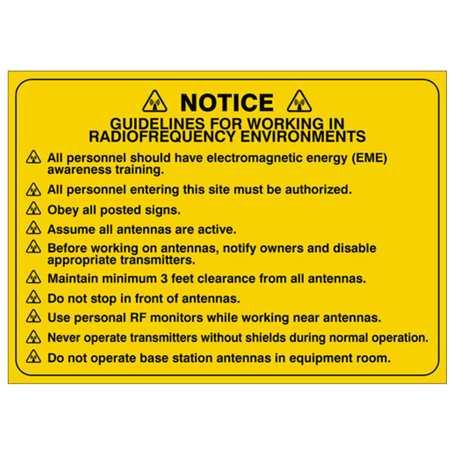 Accuform Notice Sign for Radio frequency Environments from Columbia Safety