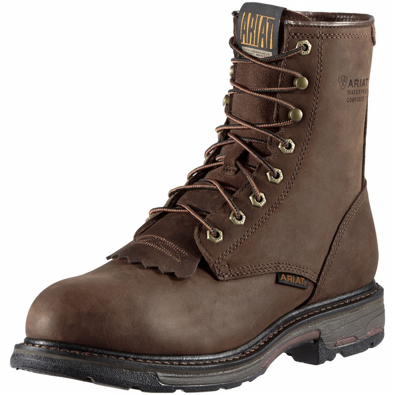 Ariat Mens Workhog 8 H2O Composite Toe Lace-Up Work Boot from Columbia Safety