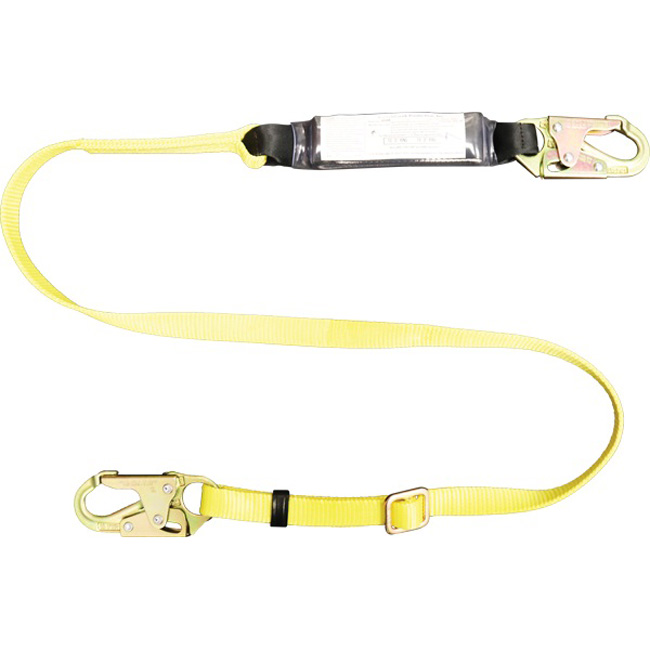 French Creek 1 Inch Web Shock Absorbing Pack Six Foot Adjustable Lanyard with Snap Hook from Columbia Safety