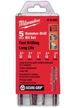 Milwaukee SHOCKWAVE Carbide Hammer Drill Bit 5 Piece Set from Columbia Safety